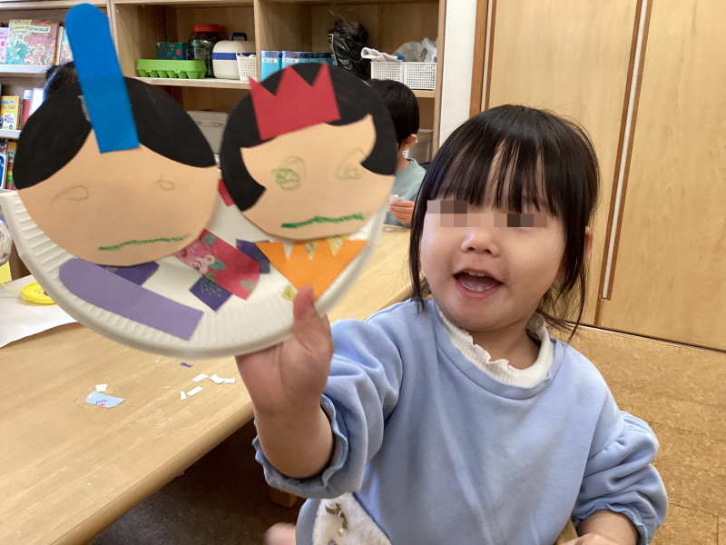 【ひな祭り製作～はじめてのハサミ☆】