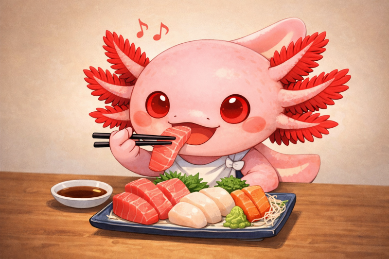 ウーパールーパーはお刺身を食べるのか